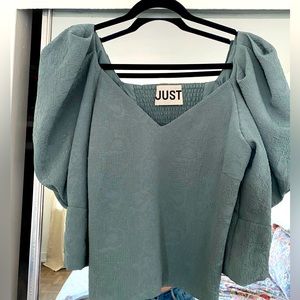 Puff-sleeve top - Olive green - JUST Brand